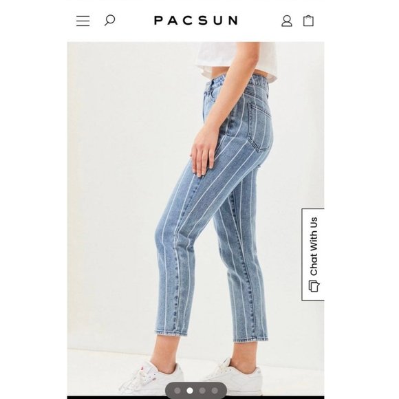 PacSun Mom jeans window pane striped cropped 23 straight - Picture 2 of 12